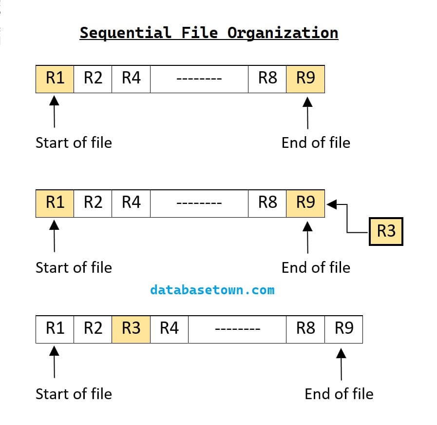 Sequential file organization in DBMS